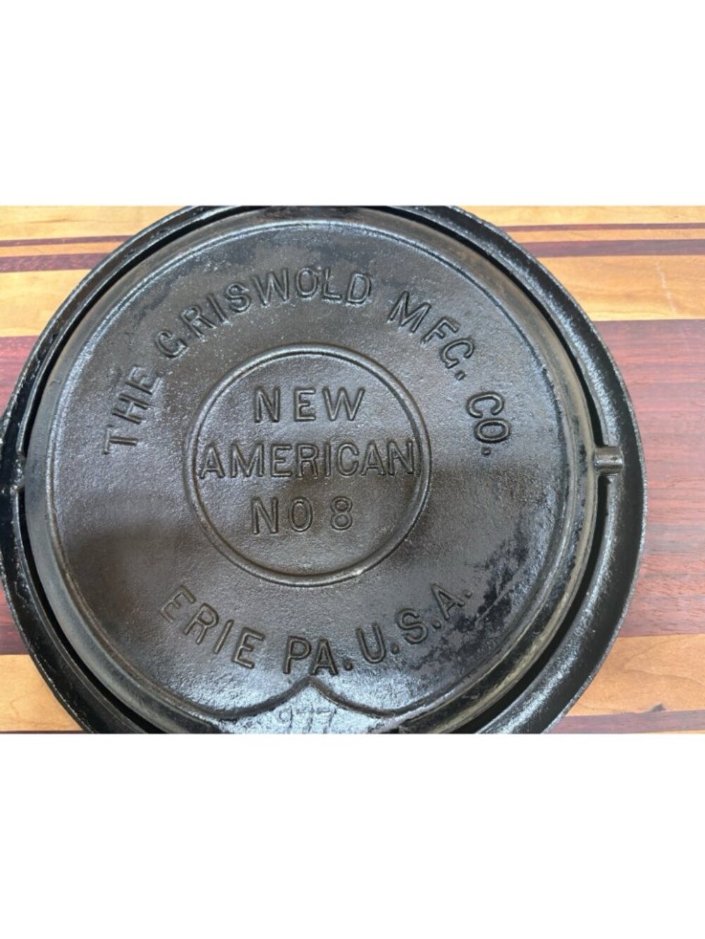 Vtg Griswold No.8 Waffle Maker Cast Iron 1908 Co American Low Base 975,976,977 - Picture 2 of 15